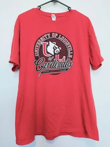 Louisville Cardinals Jerzees T-Shirt Men's Size L Red Short Sleeve, Free Postage - Picture 1 of 7