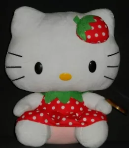 GORRO DE FRESA EXTRA GRANDE 14.5"" TY HELLO KITTY BUDDY - COMO NUEVO CON ETIQUETAS COMO NUEVO - Imagen 1 de 3