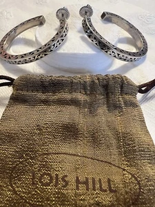 Lois Hill Earrings Sterling Large Hoops Pierced - Picture 1 of 6