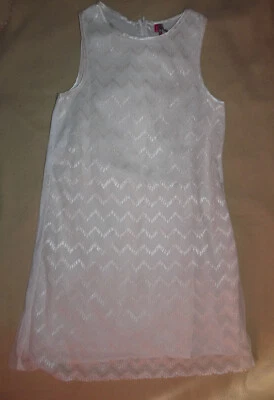 Robe blanche dentelle résille sans manches fête cérémonie mariage fille 10 ans - Photo 1/4