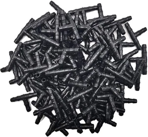 Kalolary 200 Stück 1/4" Universal Stachel T-Stück Fittinge, Tropf 200 Stück, schwarz  - Bild 1 von 7