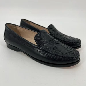 Cole Haan Pinch Genevieve Loafer Women 7.5 Black Woven Leather Flat Slip On Shoe - Picture 1 of 8