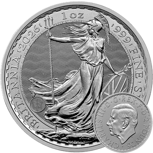 Britannia 2026 Silbermünze Kapsel 1oz Silber Ag 999 Royal Mint Großbritannien - Bild 1 von 7