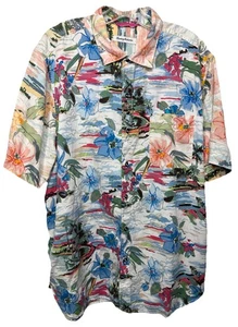 Tommy Bahama Men's XL Hawaiian Short Sleeve Button Down Shirt Floral Tropical - Picture 1 of 6