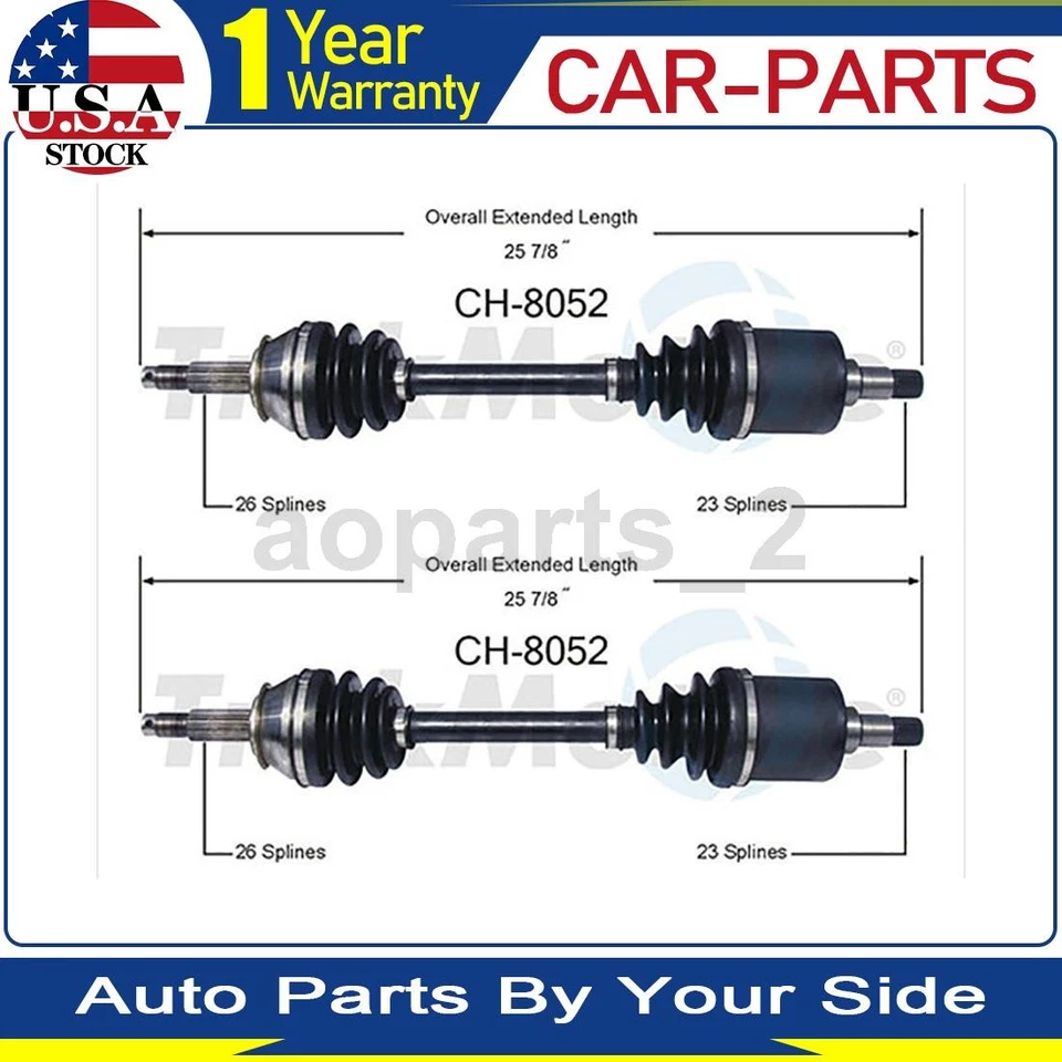 2 Front TrakMotive CV Axle Joint Shaft For Chrysler E Class 2.2L 1984 - Image 1 of 2