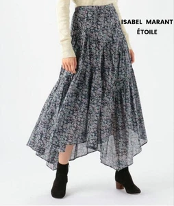 Isabel Marant Etoile Algodón Estampado Floral Falda Asimétrica Larga Largo34 - Imagen 1 de 19