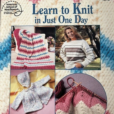Learn to Knit in Just One Day Knitting Pattern Booklet #1210 by Jean Leinhauser - Image 1 of 4