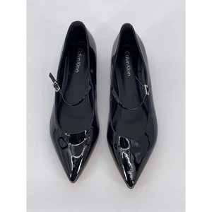Calvin Klein Damen-Flats schwarz Lackleder spitz zulaufend Knöchelriemen Größe 8,5 - Bild 1 von 10