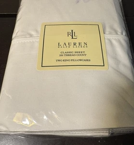 Ralph Lauren King Pillowcase Set White 350 Thread Supima vintage new in package - Picture 1 of 5
