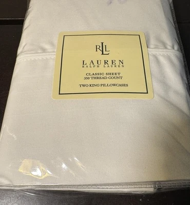 Ralph Lauren King Pillowcase Set White 350 Thread Supima vintage new in package - Image 1 of 4