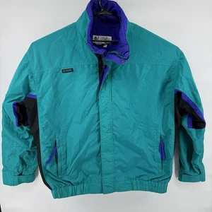 Chaqueta Columbia Vintage Años 90’s 2XLT Alta Cremallera Completa Manga Radial Chaqueta Verde Azulado Púrpura - Imagen 1 de 12