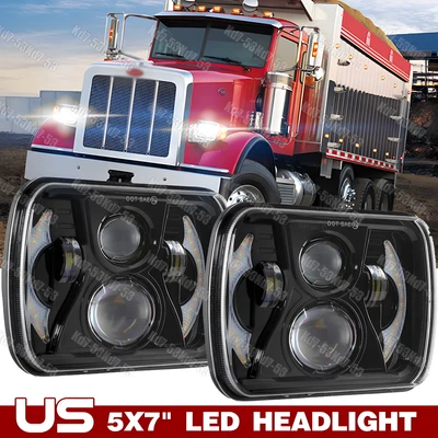 For Peterbilt 379/386/367/365/389 DOT Approved 5x7 7x6 LED Headlight H6054 Hi/Lo - Image 1 of 4