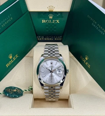 Rolex Datejust 41 mm sin usar, acero inoxidable, plata, Jubilee, 126300, fecha 2025 Foto 1 de 4