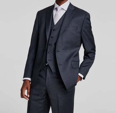 Michael Kors Men's Gray Wool Solid Classic Jacket & Pants Suit Size 44S 38W-30L - Image 1 of 4