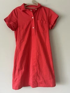 J. Crew Collared Red Coral Popover Button Shirt Dress Size XS Career Preppy - Picture 1 of 11