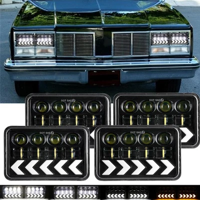 4PCS LED Headlight Hi/Lo DRL Arrow Turn Signal for Oldsmobile Delta 88 1976-1986 - Image 1 of 4