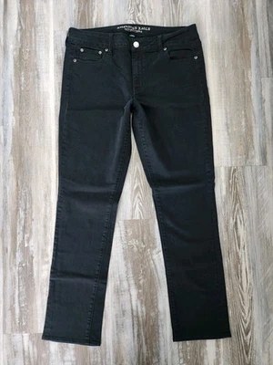 ⚘️NWOT AE AMERICAN EAGLE Straight Stretch Jeans Sz 16L  True Deep Black  NICE!!! - Image 1 of 4