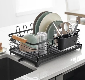 ⚡️Member's Mark Modern Dish Rack With Utensil Caddy And Glassware Holder, Black - Picture 1 of 2