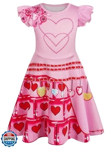 WonderBabe Girls Costume for Kids Princess Pink Heart Dress Halloween Costume - Picture 1 of 5