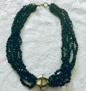 Antique Victorian Gutta Percha MOURNING Necklace - Picture 1 of 5