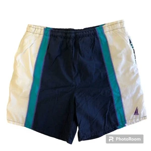 Vtg 90's Claybrooke Sport Blue COLOR BLOCK Swim Shorts SURF Board Trunks M - Picture 1 of 6