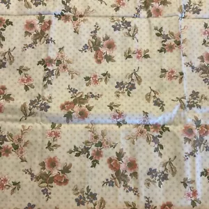 David Textiles Fabric 1.75 Yards Cream & Pink flowers Cotton Blend 2 Pieces - Picture 1 of 6