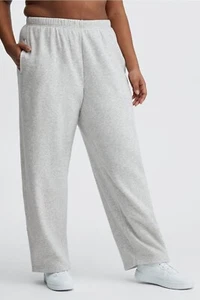 EUC Fabletics Light Grey Heather Go-To Wide Leg Plus Size Pull On Sweatpant 2XL - Picture 1 of 3