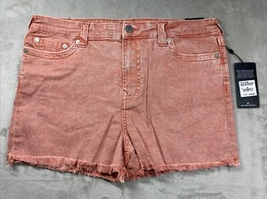 True Religion Shorts Maisie High Rise Lobster Bisque Red/Pink Size 33 NWT - Picture 1 of 9