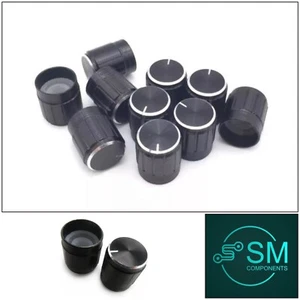 10pcs Black Aluminium Rotary Volume Knobs Suit 6mm Shaft Potentiometer 12x17mm - Picture 1 of 7