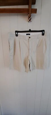 Pantalones Cortos de Vestir Hombre Club Room Beige Plisado X-Grande 38" Cintura x 9" Algodón 1-246 Foto 1 de 4