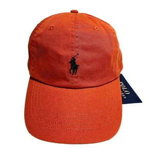 Polo Ralph Lauren Uomo Arancione Cappello Papà Regolabile Verde Pony Berretto Baseball Nuovo con etichette - Foto 1 di 11