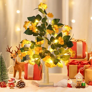 24 LED Rose Flower Tree Lights Lamp Fairy Maple Leaf Night Light Home Party Gift - Picture 1 of 14