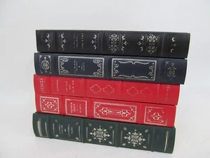 Lot of 5 Franklin Library Leatherette Ribbed Spine Books Staging Décor #11 - Foto 1 di 4