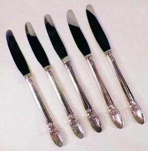 5 First Love Dinner Knives Silverplate Modern Hollow 1847 Rogers Bros - Picture 1 of 4