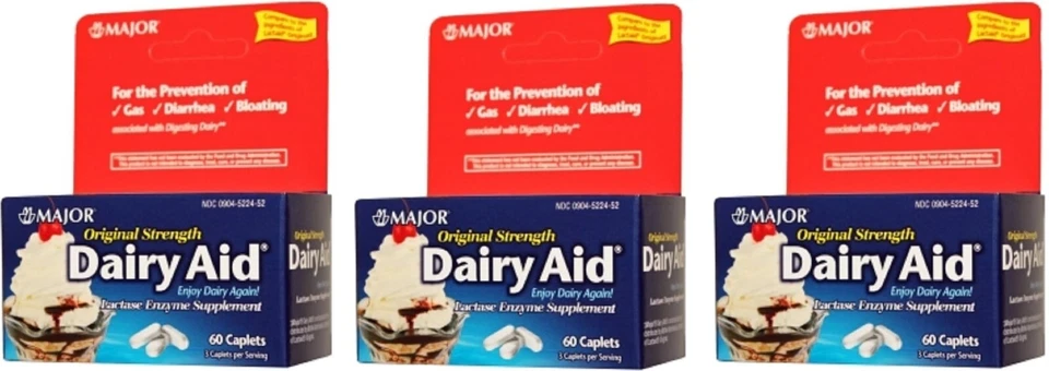 Major Dairy Aid Original Fuerza Lactasa Enzima 60ct (Paquete de 3) Foto 1 de 1