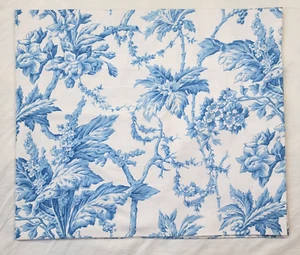 1 Martha Stewart White Blue Floral Toile Tailored Valance 85x18 Cotton Tropical - Picture 1 of 9