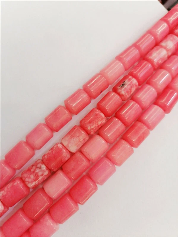 1 Strand 14x10mm Pink Malay Jade Cylinder Spacer Loose Beads 15.5inch HH8828 - Image 1 of 1