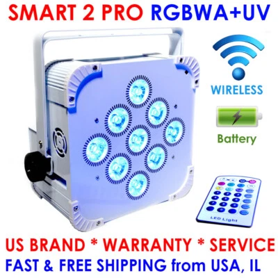 LED 9x18W RGBWA+UV Battery Powered WIRELESS DMX Par Can DJ Uplighting Up Light - Image 1 of 4