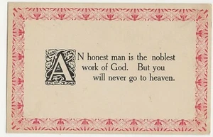 Vintage Postcard An Honest Man is the Noblest Work of God.   - Picture 1 of 3