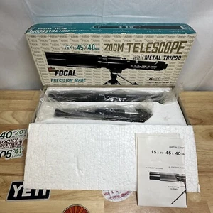 Focal 15 X 45 X 40 mm Zoom Achromatic Coated Lens Telescope w/ Tripod In Box VTG - Picture 1 of 8
