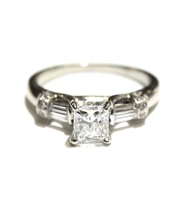 GIA certified 14k white gold 1.35ct princess diamond engagement ring 3.8g 6.5 - Picture 1 of 10
