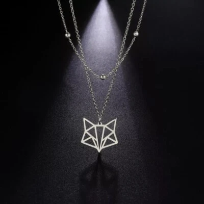 Layer Halskette mit Fuchs Anhänger  Edelstahl silber WASSERFEST Top Qualität! - Bild 1 von 3