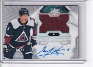 2021-22 CALE MAKAR UD SPX EXTRAVAGANT MATERIALS JERSEY SILVER AUTO EM-MA 13/25