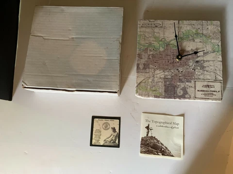 Screencraft Tileworks Marshalltown Iowa Topographic Map Marble Wall Clock Cover