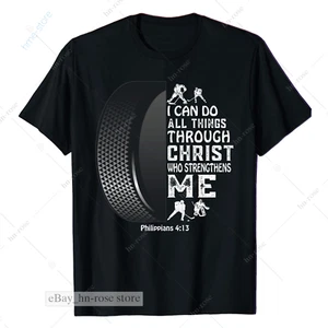 Camiseta Christian Hockey sobre Hielo Deporte Amante Regalo Para Adolescente Niño Religioso Versículo Bíblico - Imagen 1 de 4