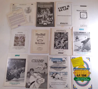 Commodore 64 128 Juego Manual Lote Karate Champ Quantum Link Ace of Aces Hardball Foto 1 de 4