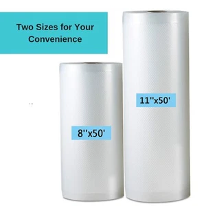 2 Rolls 11x50 8x50 Embossed 4 mil Food Vacuum Sealer Bags for FoodSaver Machine - Picture 1 of 8