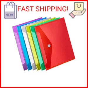 LEOBRO Plastic Envelopes, 6 Pack Plastic File Folders for Documents, Clear Plast - Picture 1 of 2