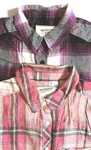 New Arizona Multicolor Plaid Long Sleeve Button-Up Women Casual Shirts -Choice - Picture 1 of 3