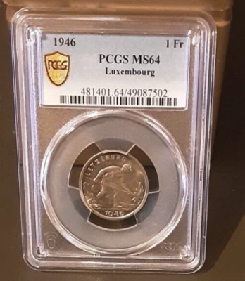 Luxembourg 1946 1f PCGS ms64 - Image 1 of 2